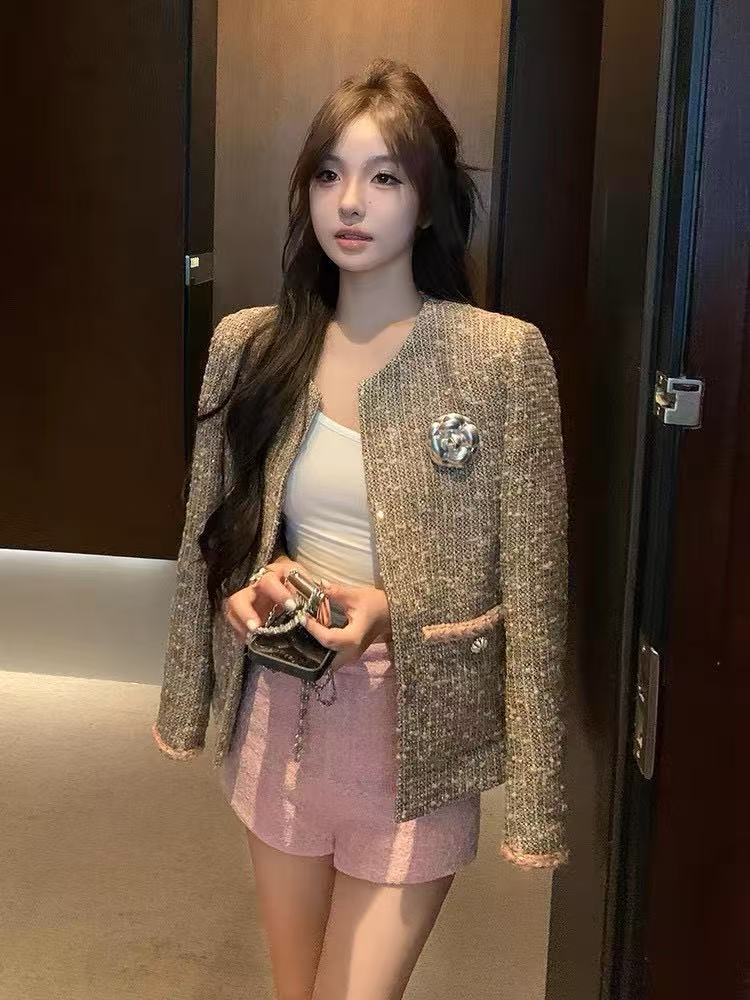 CHANE1高品質ツイードジャケット＋ショーツのツーピースセット【50％割引+送料無料】