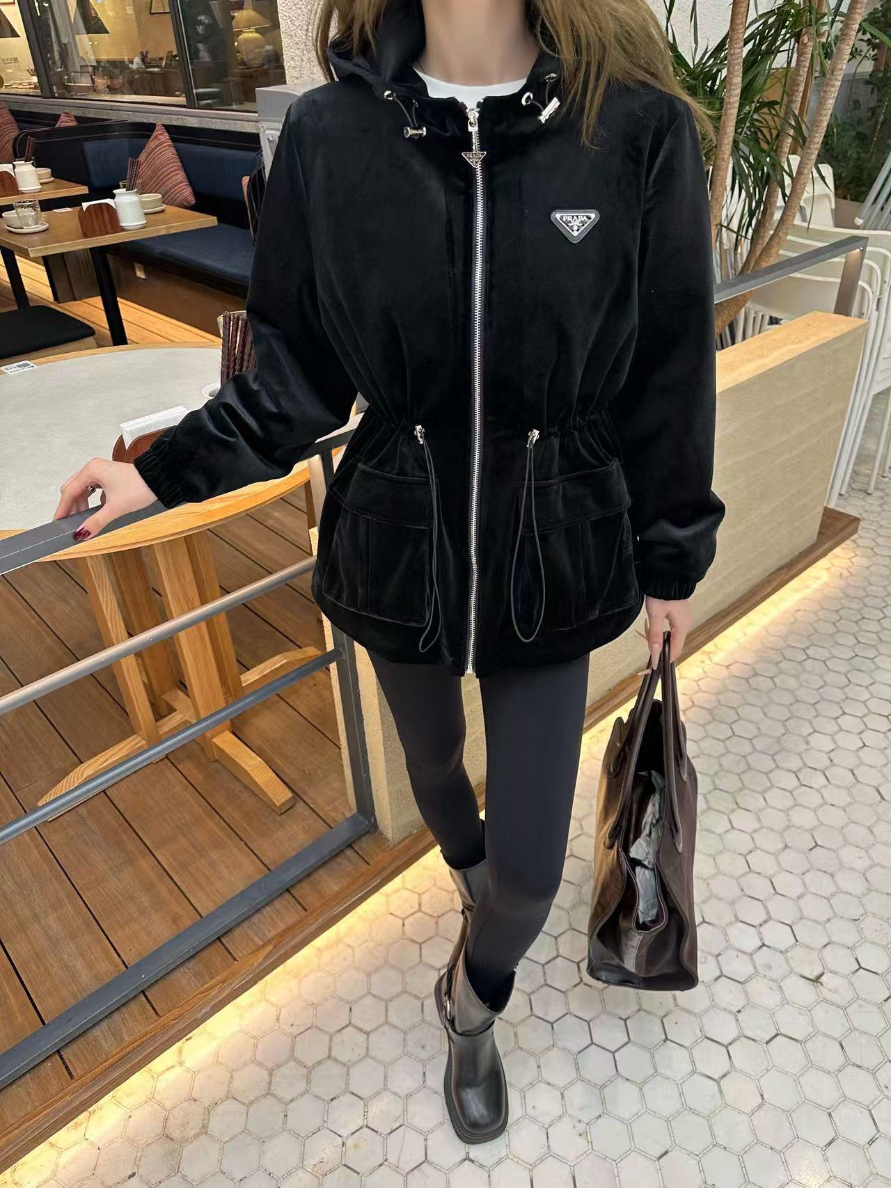 PR4DA 高品質シルクベルベットフード付きジャケット【50％割引+送料無料】