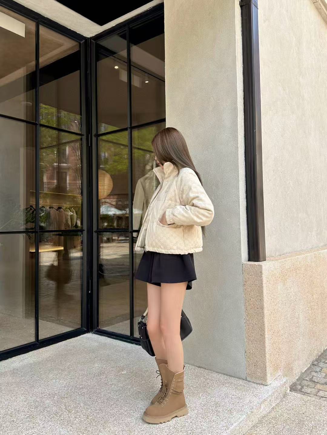 GUCC1 スタンドカラー ジャカード ダウンジャケット【50％割引+送料無料】