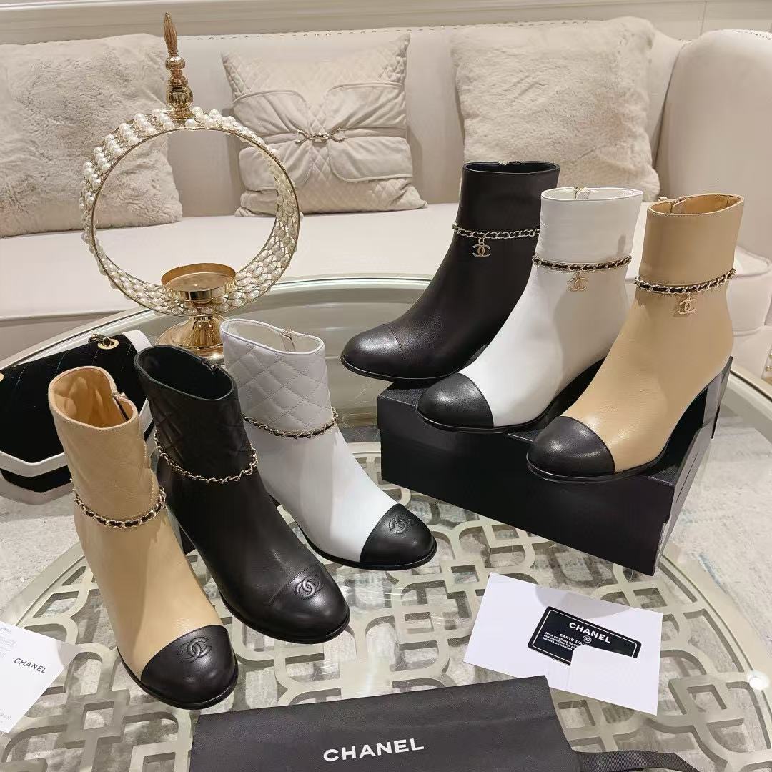 CHANE1 高品質チェーンアンクルブーツ【50％割引+送料無料】