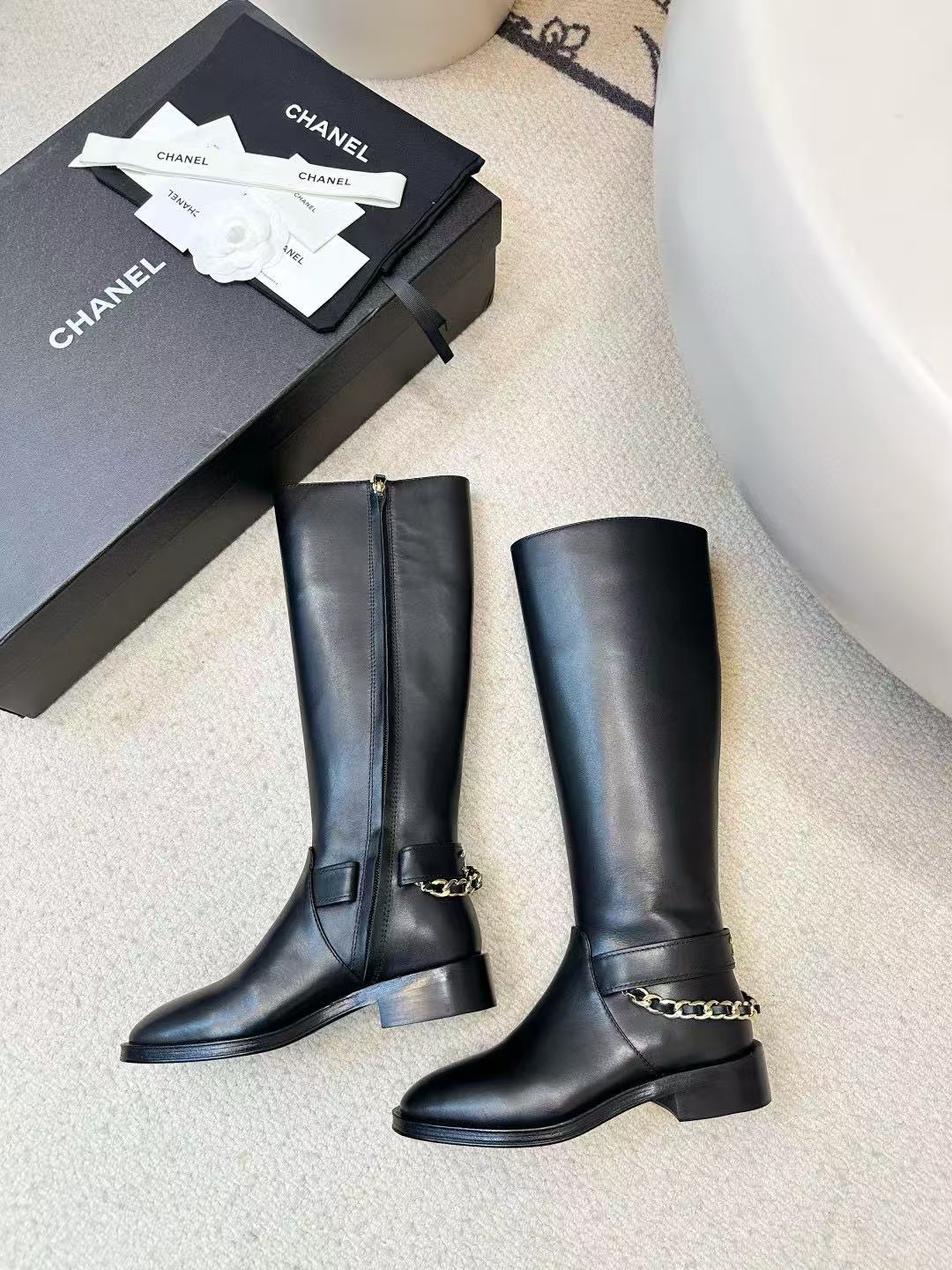 CHANE1 高品質ダブルCチェーンハイブーツ【50％割引+送料無料】