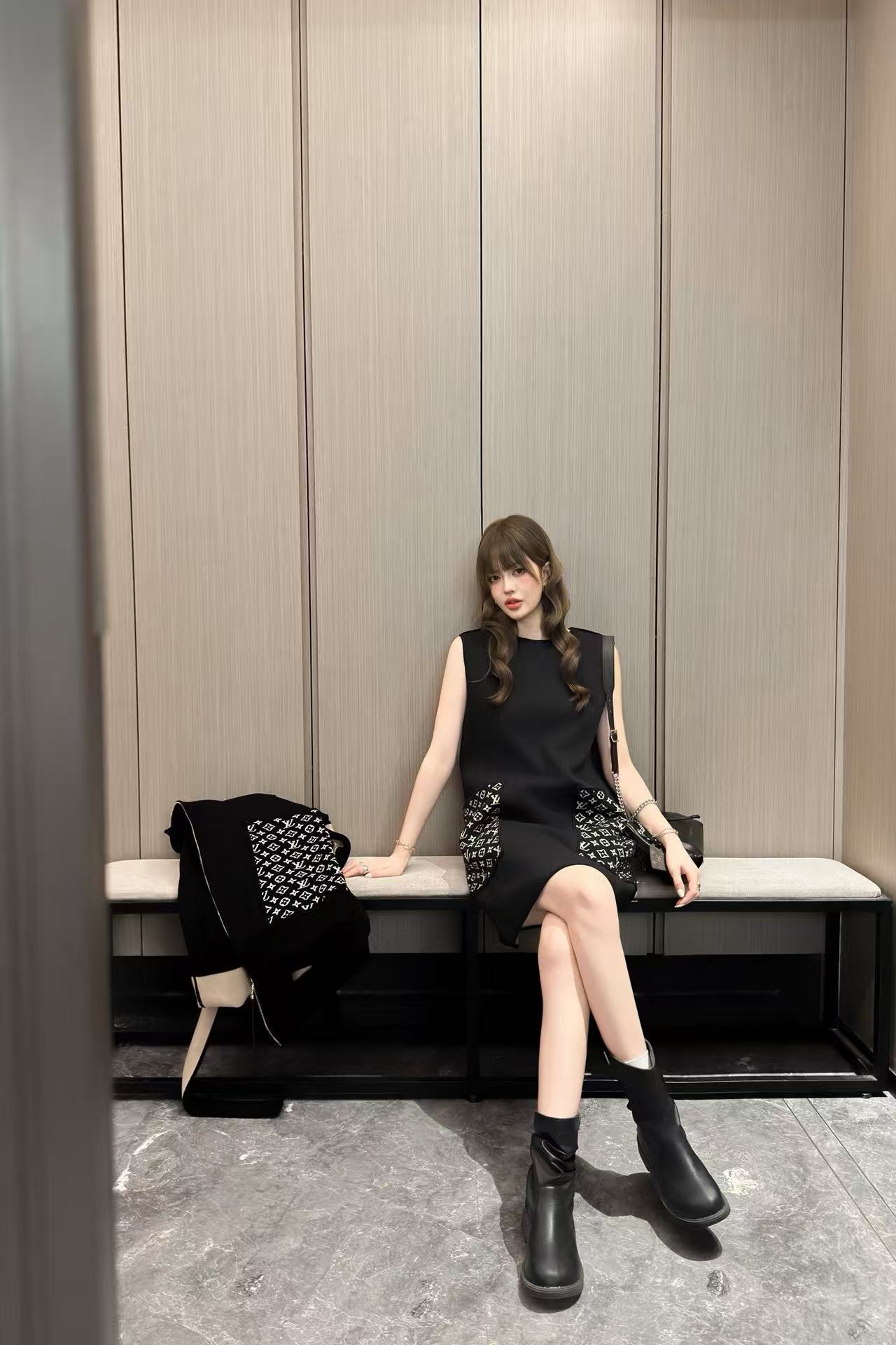 LV ツーポケット ノースリーブ ドレス【50％割引+送料無料】