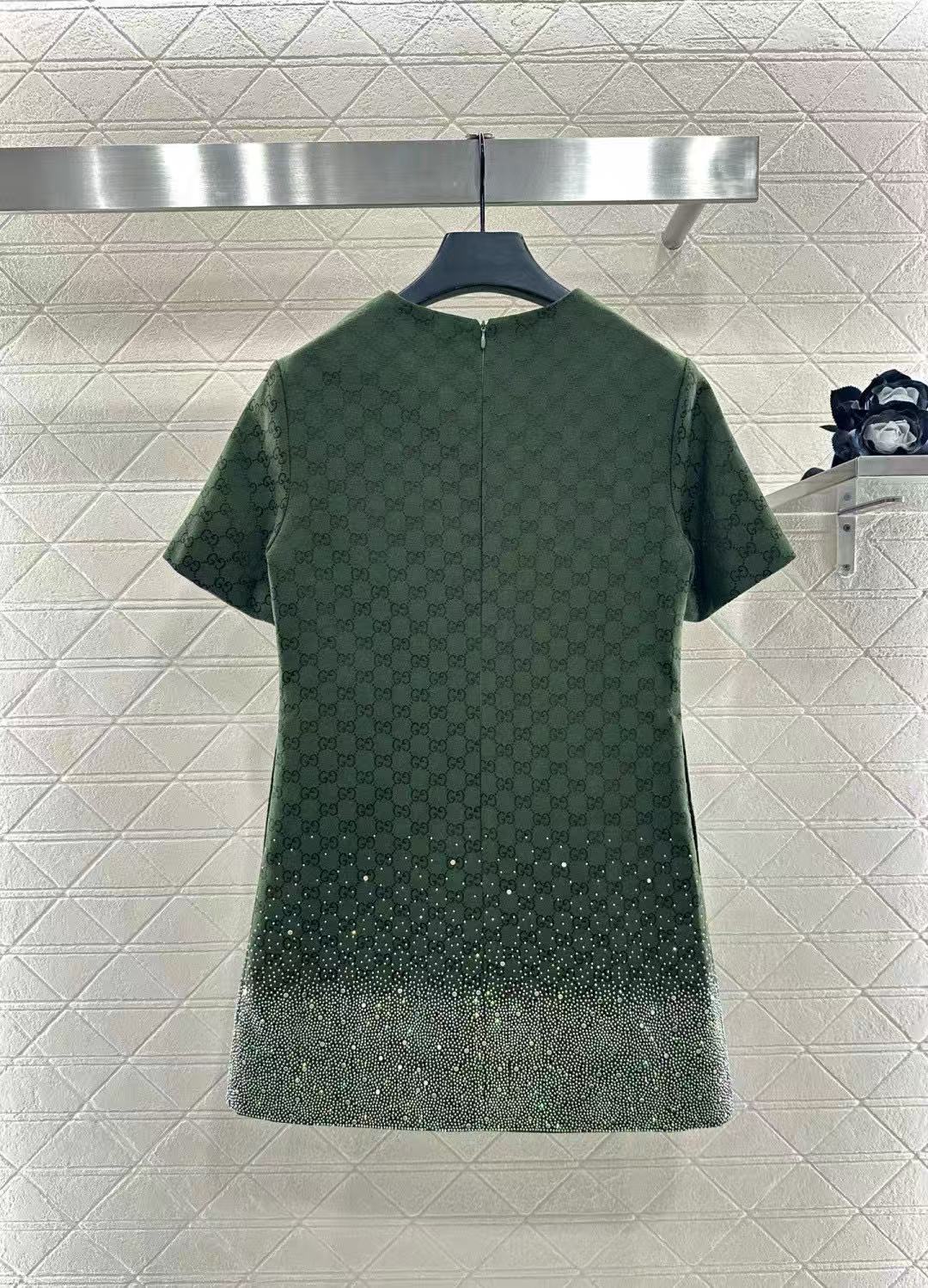 GUCC1 ホットダイヤモンドジャカード半袖ドレス【50％割引+送料無料】
