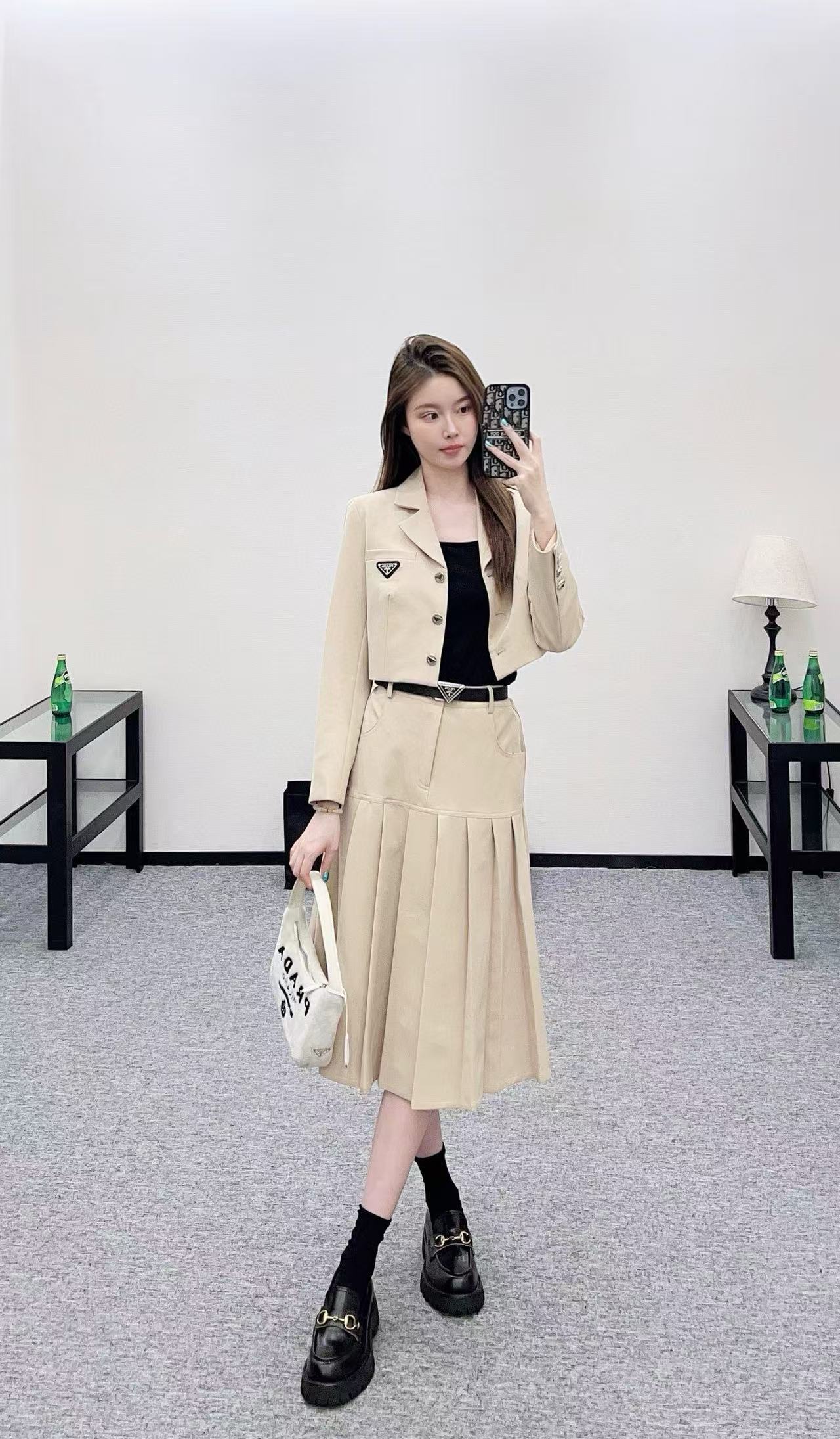 PR4DA トライアングルロゴジャケット+スカート ツーピースセット【50％割引+送料無料】