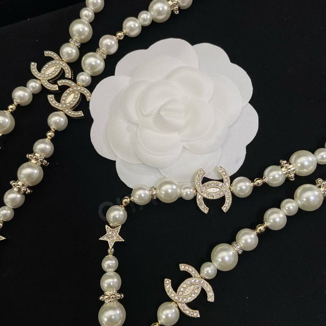 CHANE1 ダブルCパールセーターネックレス【50％割引+送料無料】