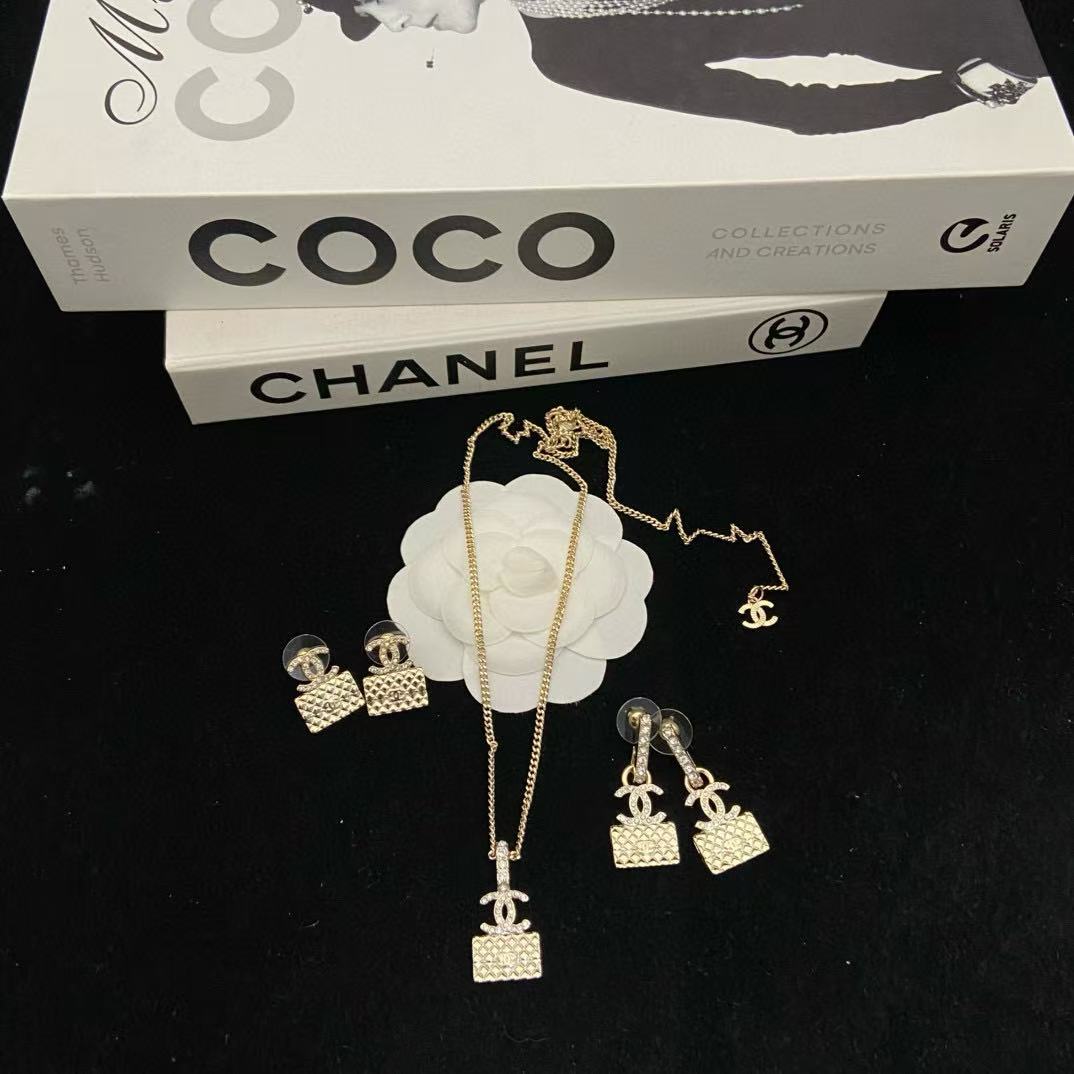 CHANE1 ダイヤモンドイヤリング+ネックレス3点セット【50％割引+送料無料】