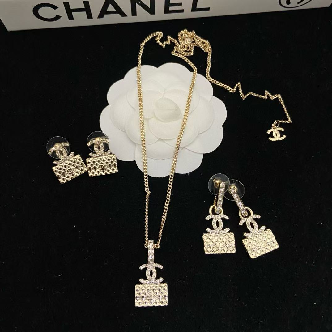 CHANE1 ダイヤモンドイヤリング+ネックレス3点セット【50％割引+送料無料】