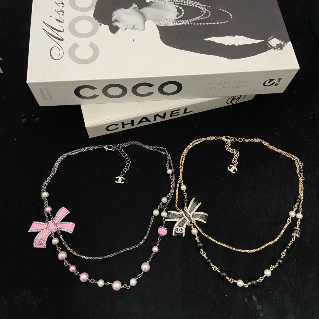 CHANE1 ボウパール ツーレイヤーネックレス【50％割引+送料無料】