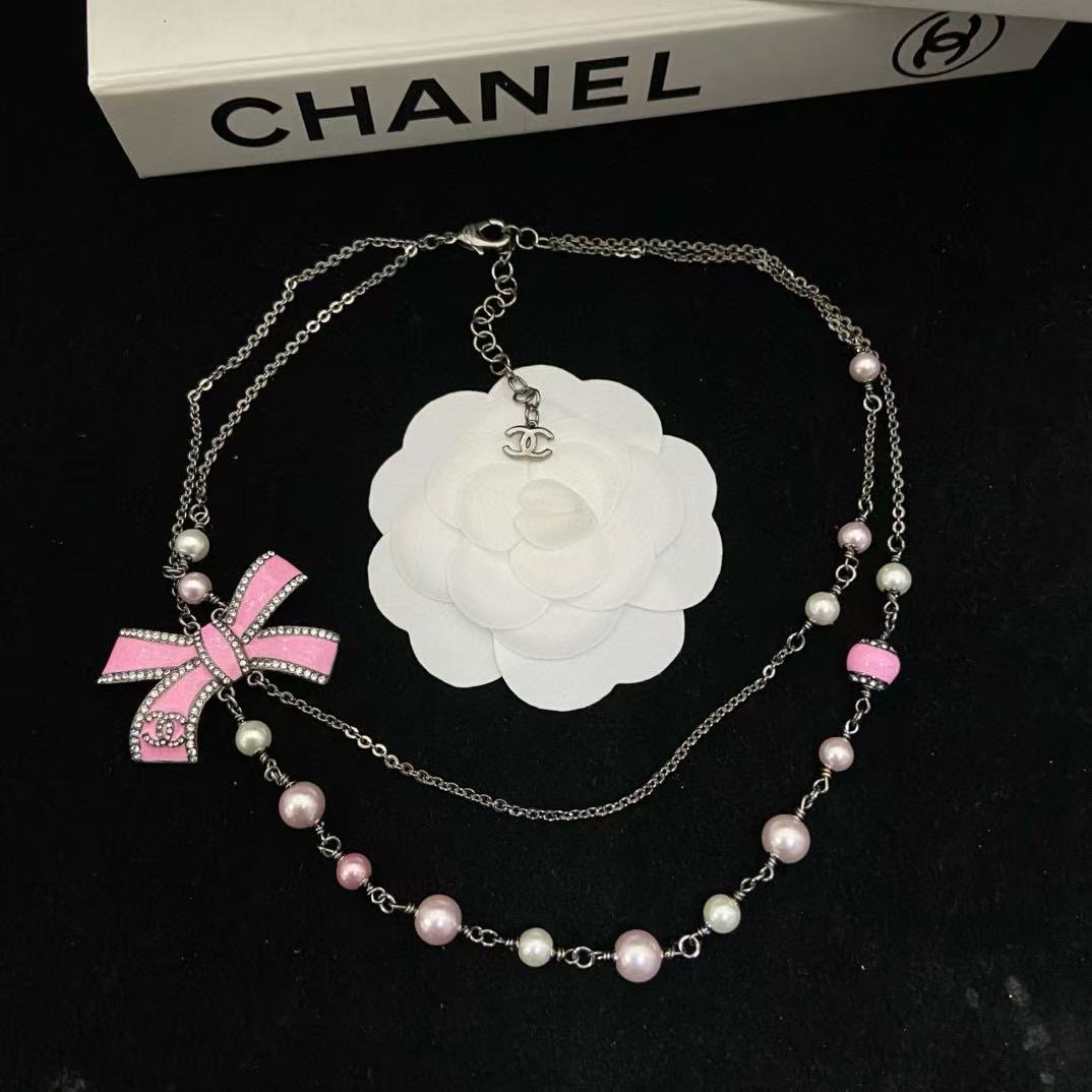 CHANE1 ボウパール ツーレイヤーネックレス【50％割引+送料無料】