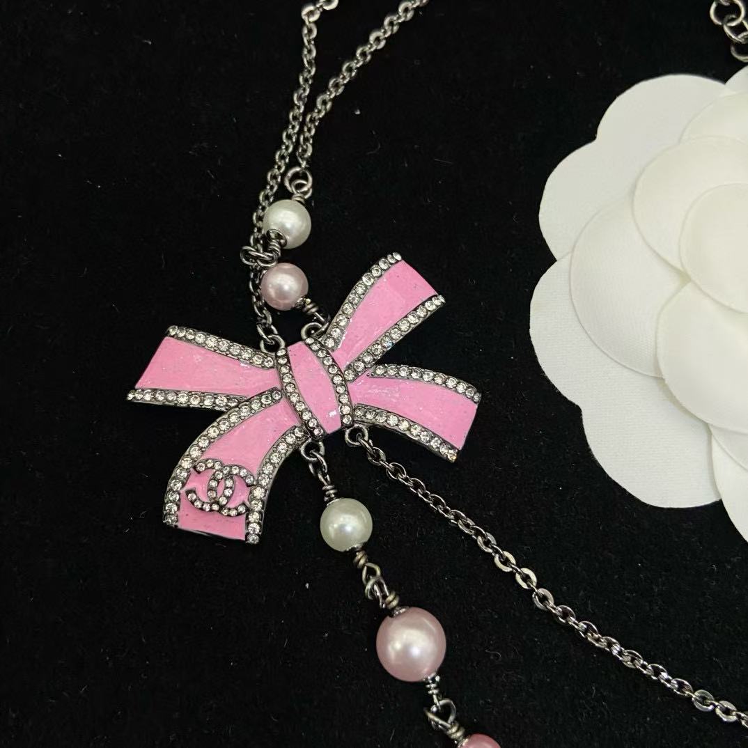 CHANE1 ボウパール ツーレイヤーネックレス【50％割引+送料無料】