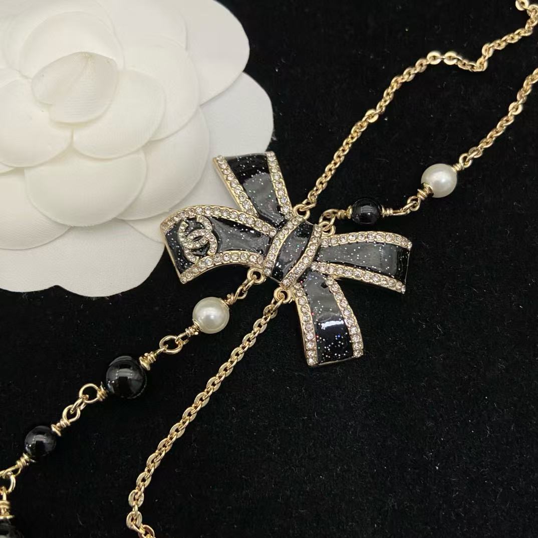 CHANE1 ボウパール ツーレイヤーネックレス【50％割引+送料無料】