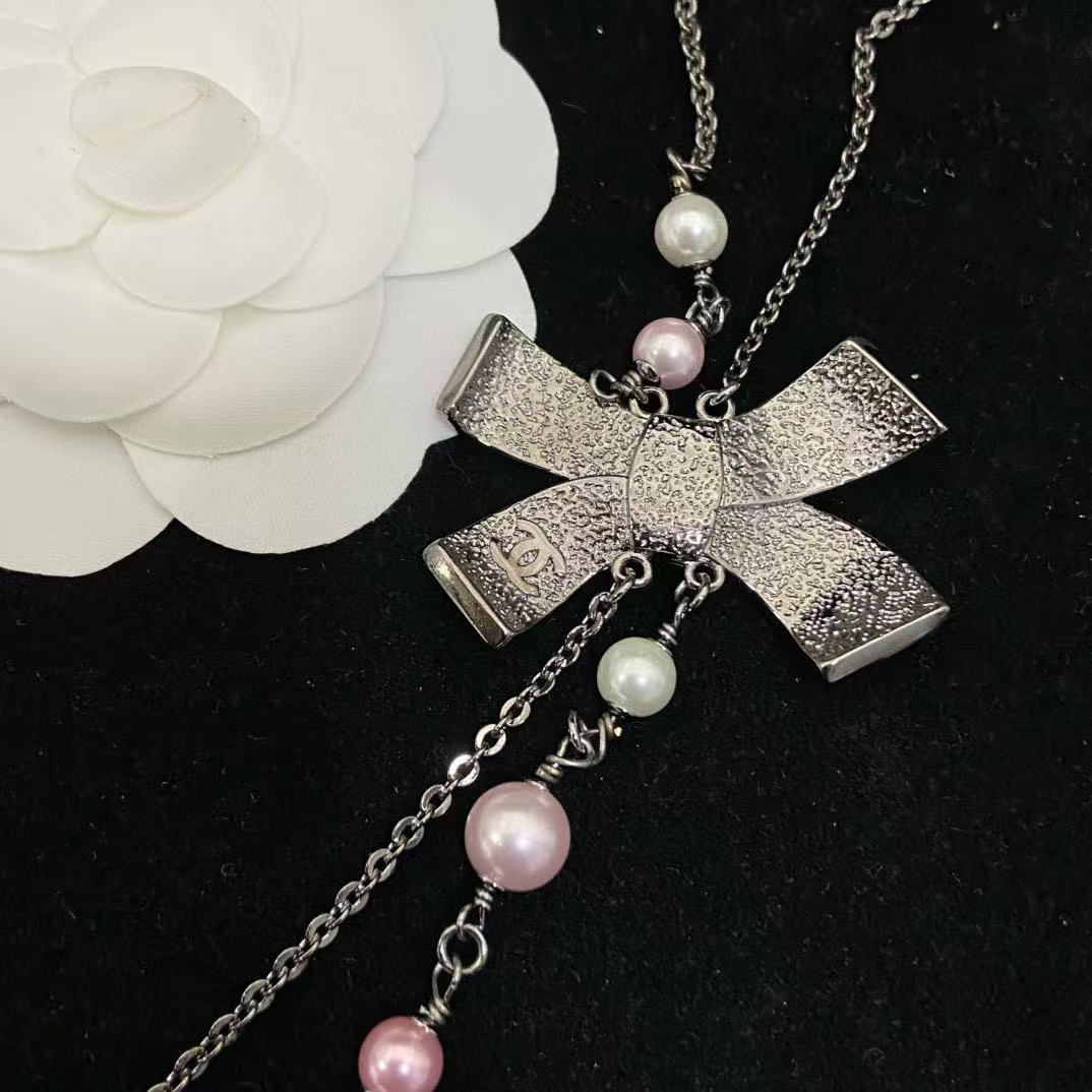 CHANE1 ボウパール ツーレイヤーネックレス【50％割引+送料無料】