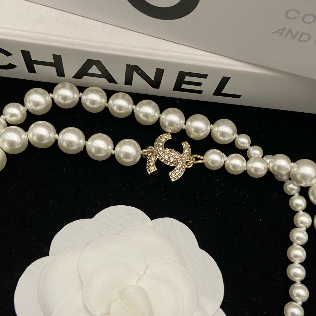 CHANE1 ダブルCパールセーターネックレス【50％割引+送料無料】