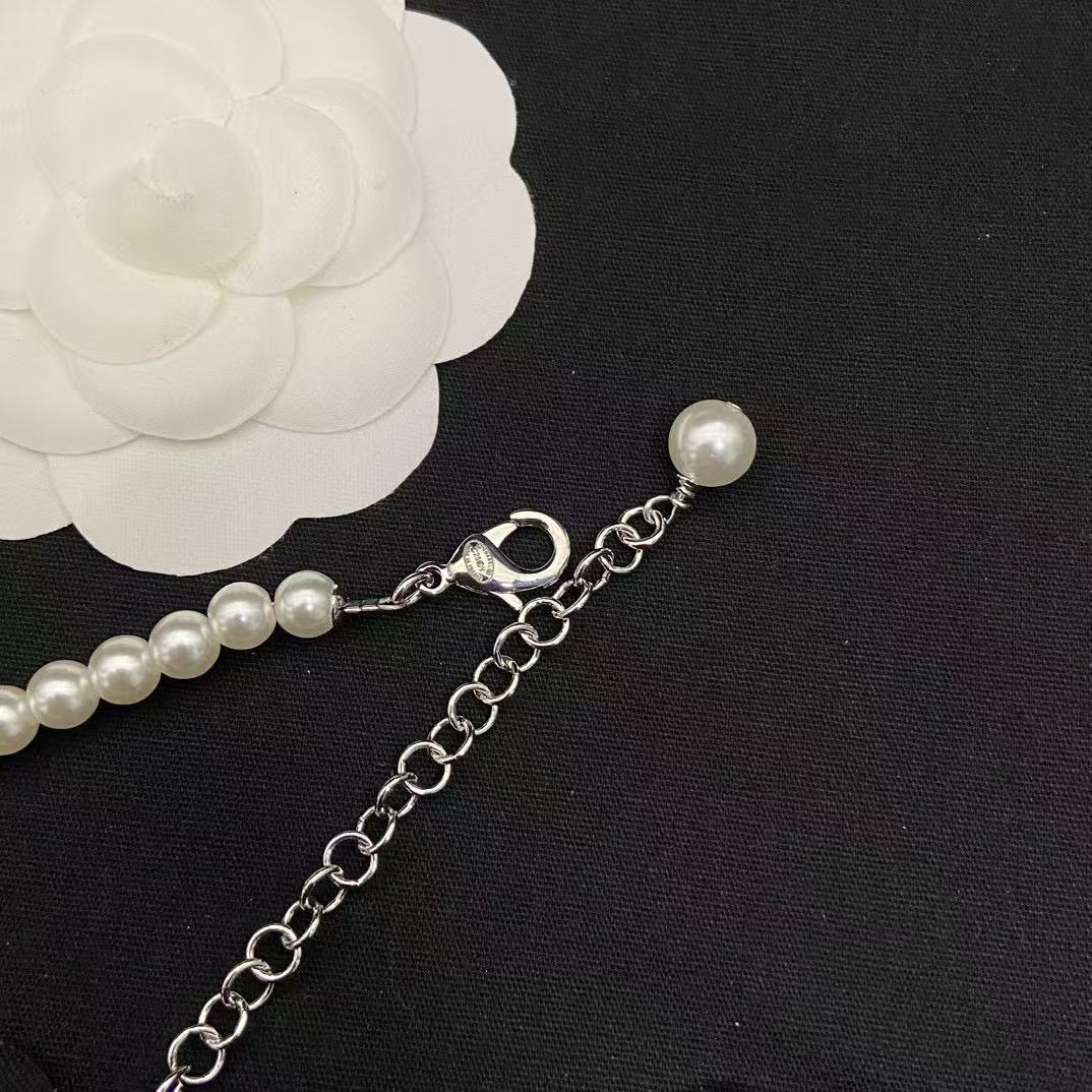 CHANE1 五芒星ダブルCパールセーターネックレス【50％割引+送料無料】