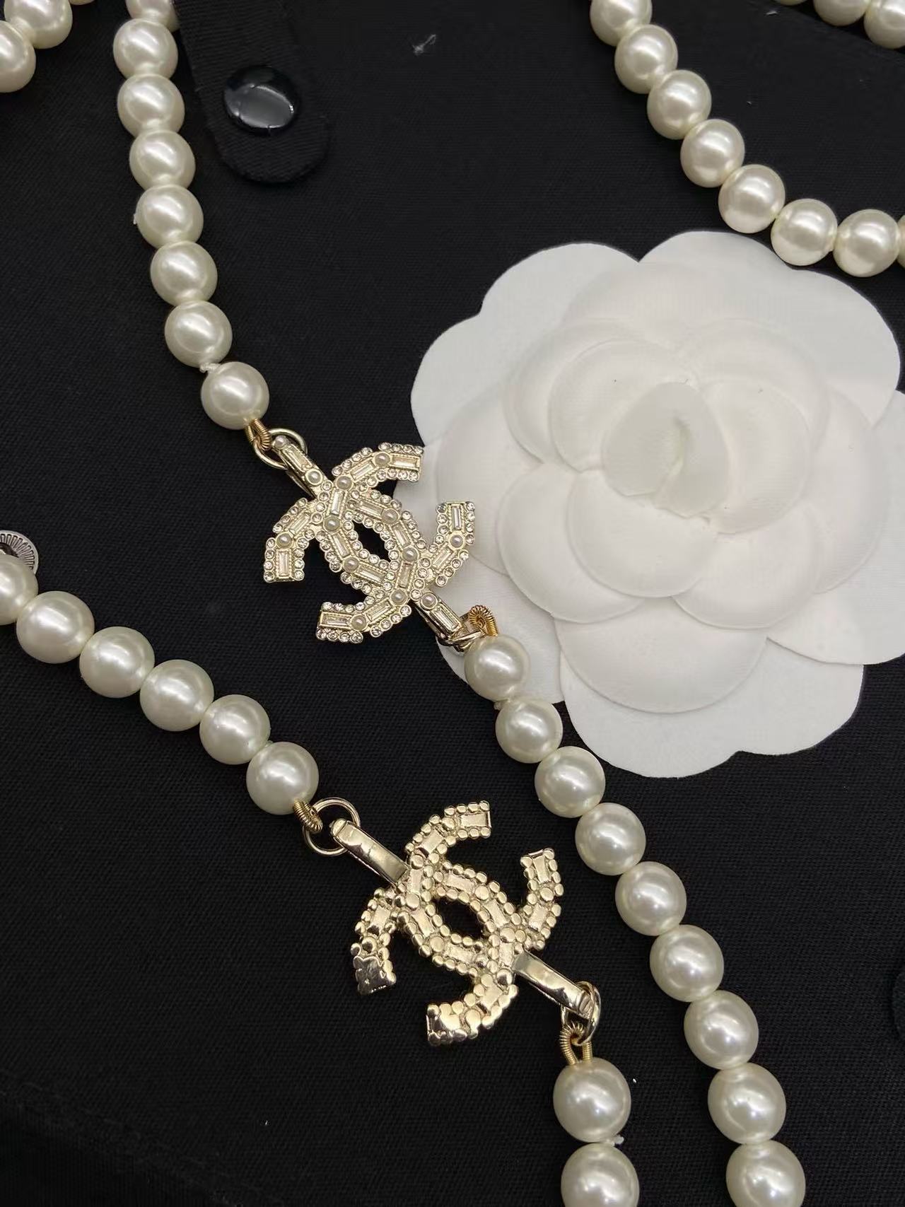 CHANE1 スクエア ダイヤモンド パール セーターネックレス【50％割引+送料無料】