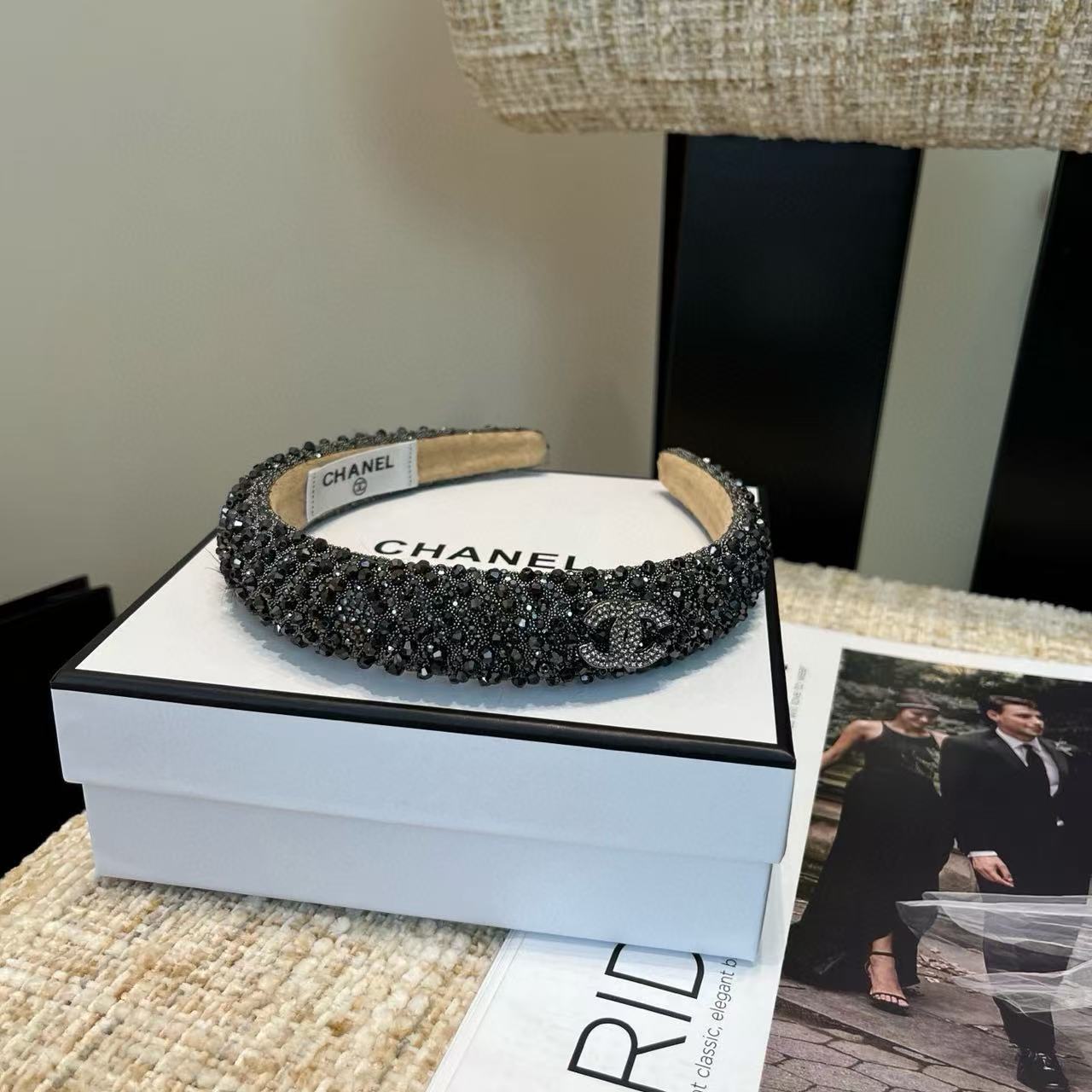 CHANE1 フルダイヤモンド ダブルC ヘッドバンド【50％割引+送料無料】