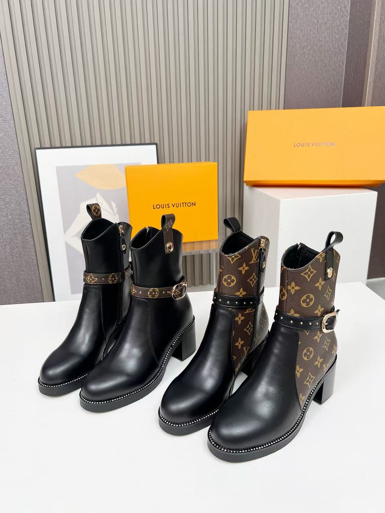 LVの高品質レザーアンクルブーツ【50％割引+送料無料】