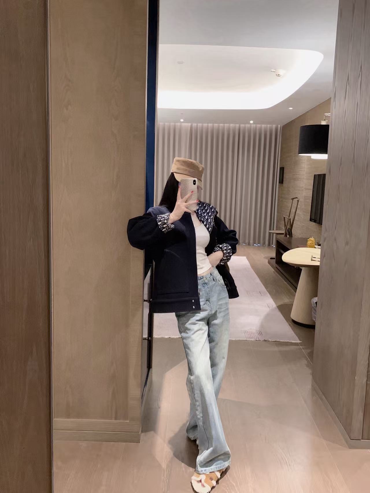 DI0R ジャカード ジッパー ウール ジャケット【50％割引+送料無料】