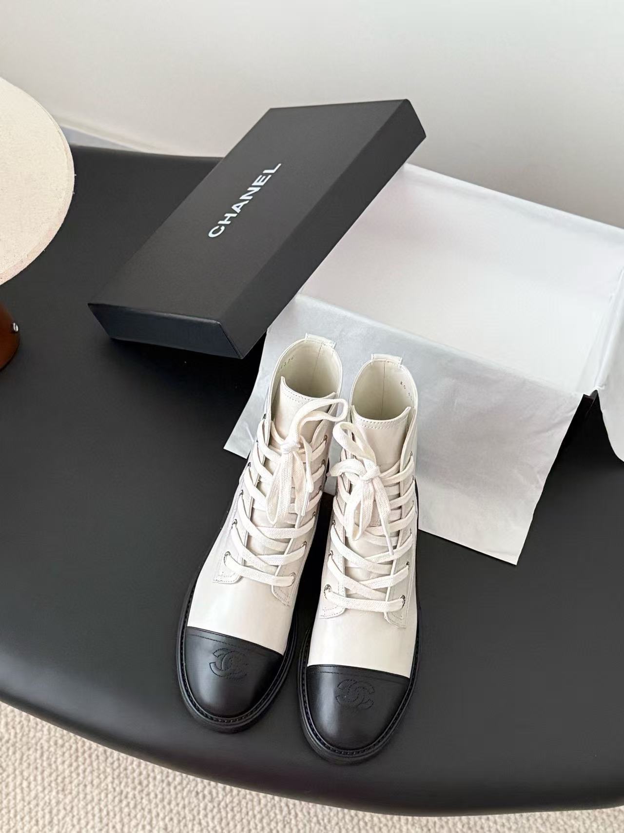 CHANE1 高品質レースアップダブルCアンクルブーツ【50％割引+送料無料】