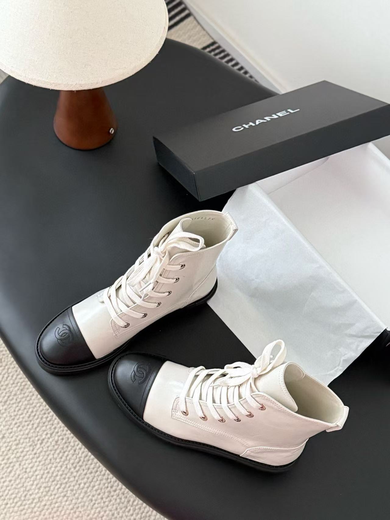 CHANE1 高品質レースアップダブルCアンクルブーツ【50％割引+送料無料】