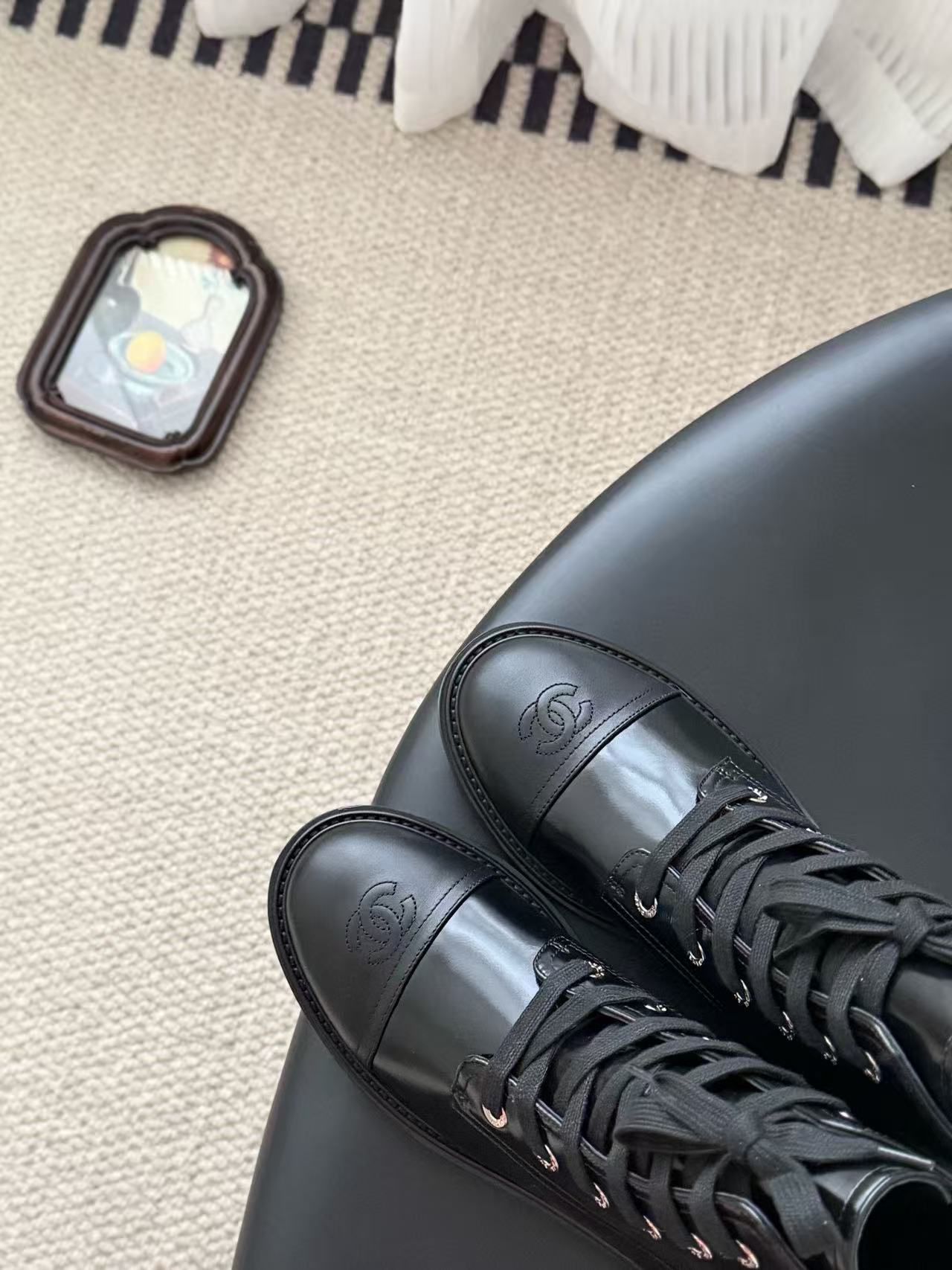 CHANE1 高品質レースアップダブルCアンクルブーツ【50％割引+送料無料】