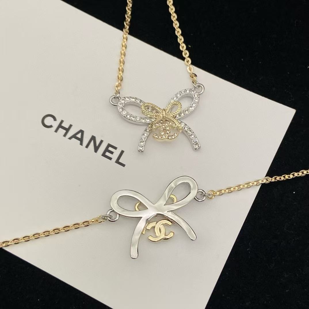 CHANE1 ボウダイヤモンドブレスレット+ネックレス2点セット【50％割引+送料無料】