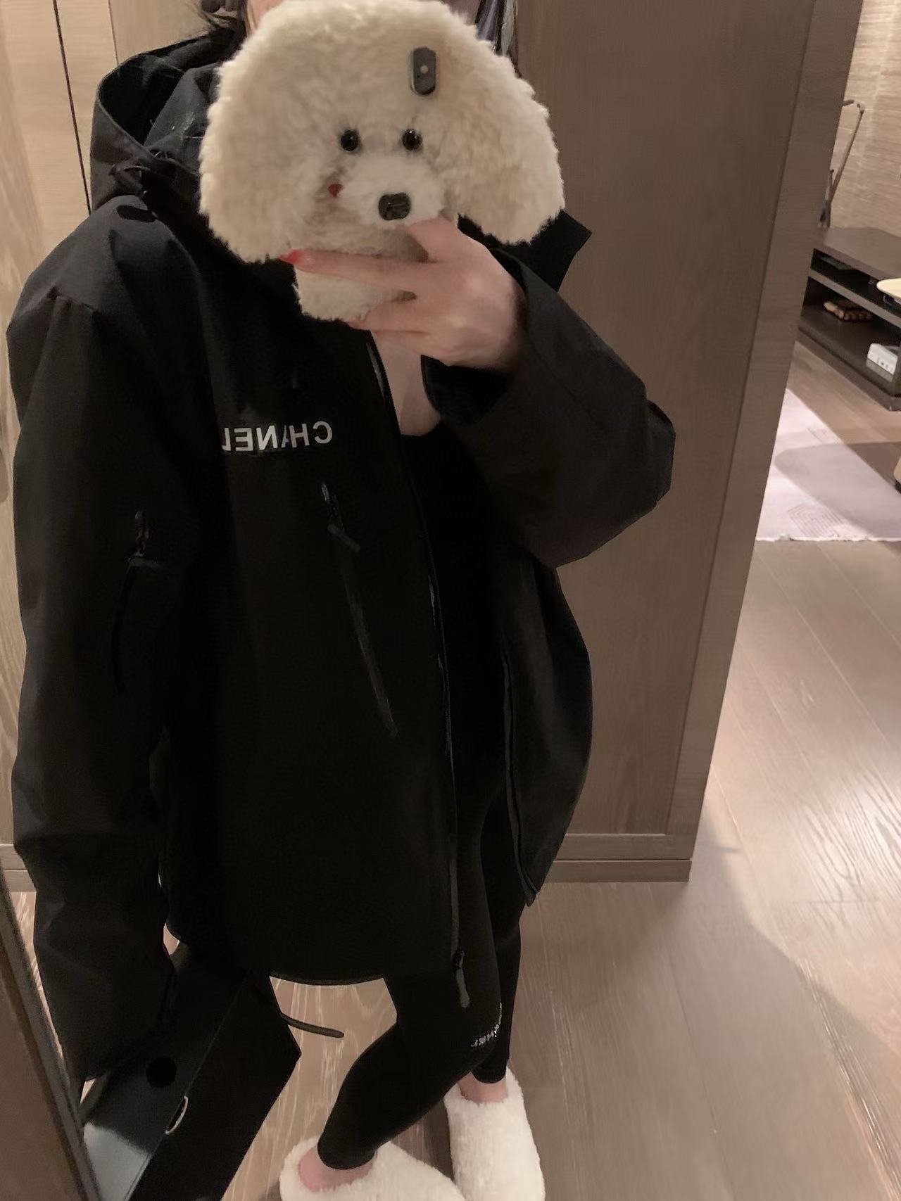 CHANE1 シンプルレターフードジャケット【50％割引+送料無料】