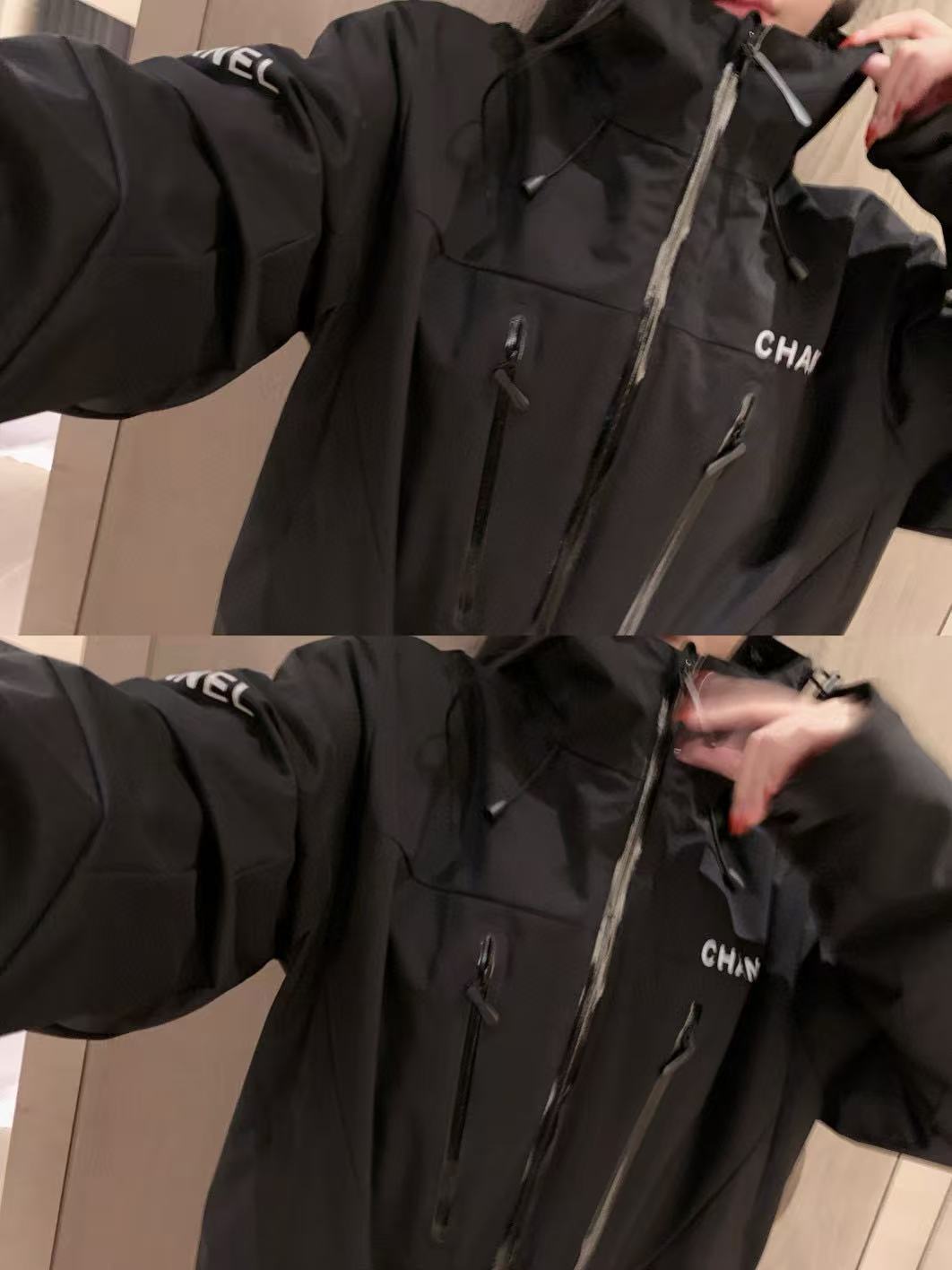 CHANE1 シンプルレターフードジャケット【50％割引+送料無料】