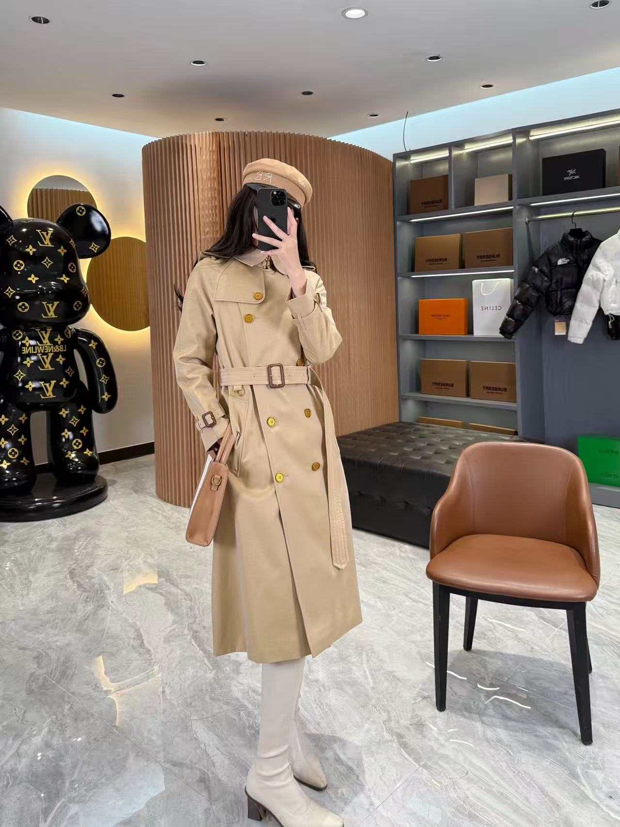 BUR8ERRY ダブルブレスト トレンチコート メタルボタン付き【50％割引+送料無料】