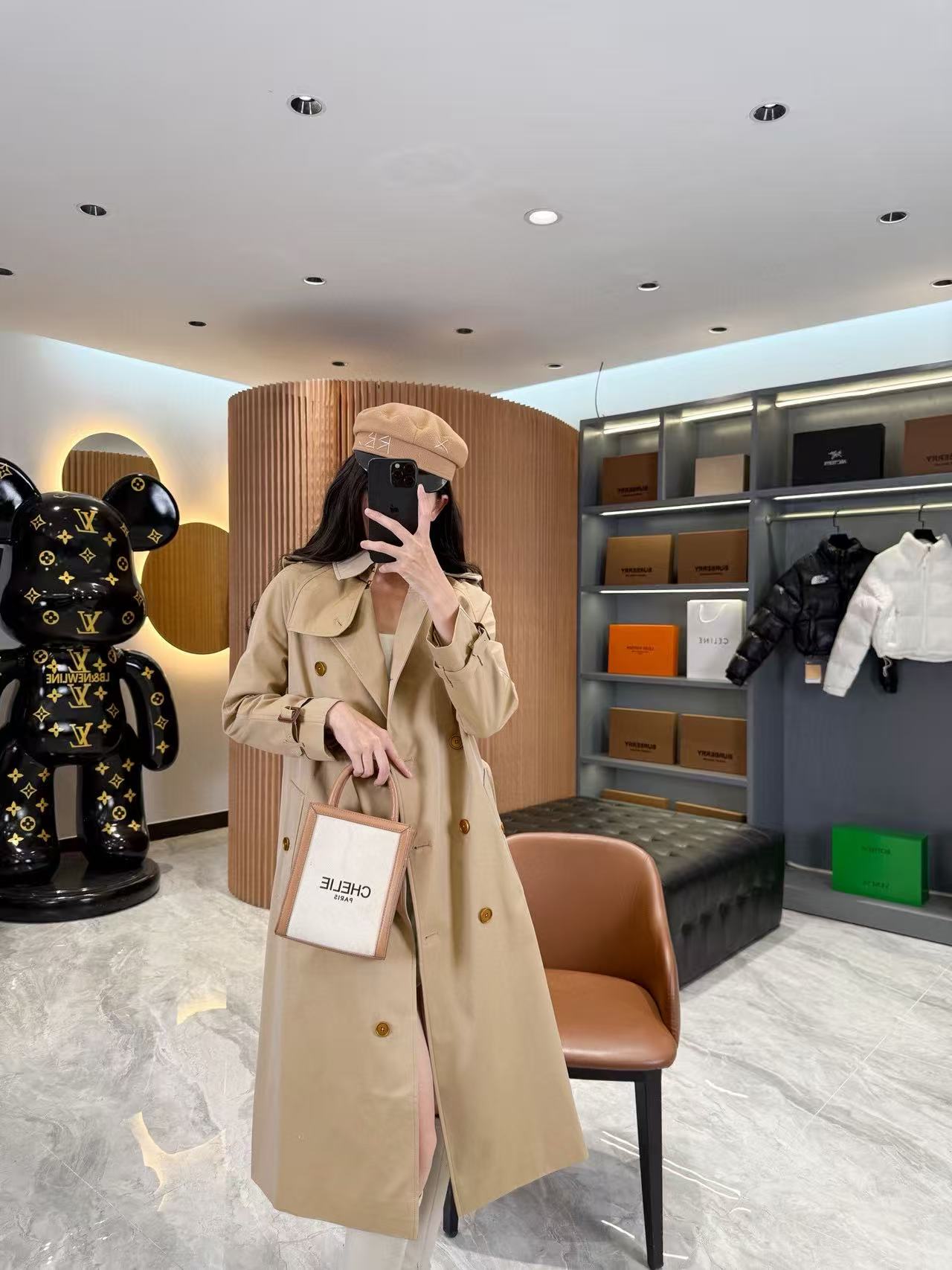 BUR8ERRY ダブルブレスト トレンチコート メタルボタン付き【50％割引+送料無料】