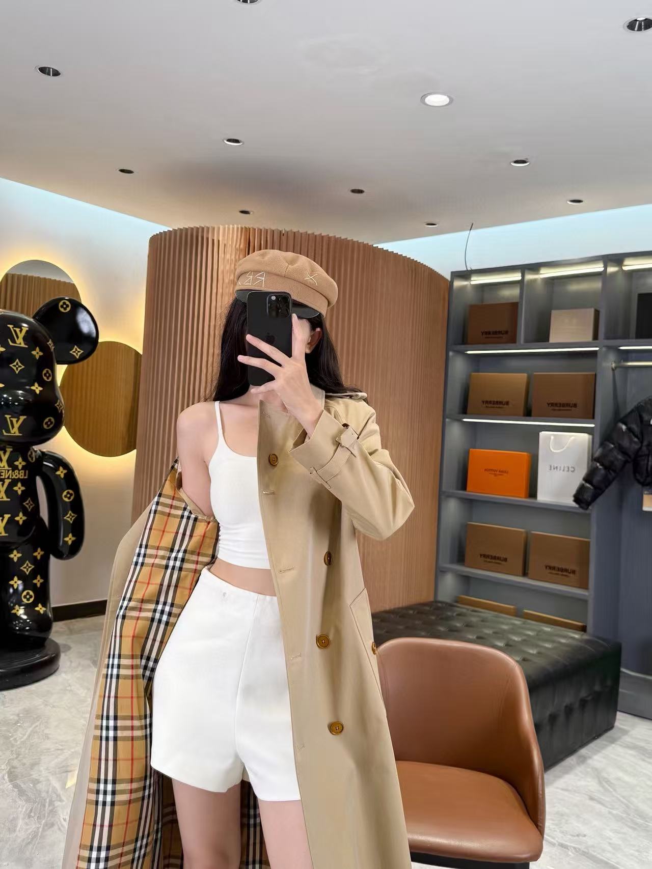 BUR8ERRY ダブルブレスト トレンチコート メタルボタン付き【50％割引+送料無料】