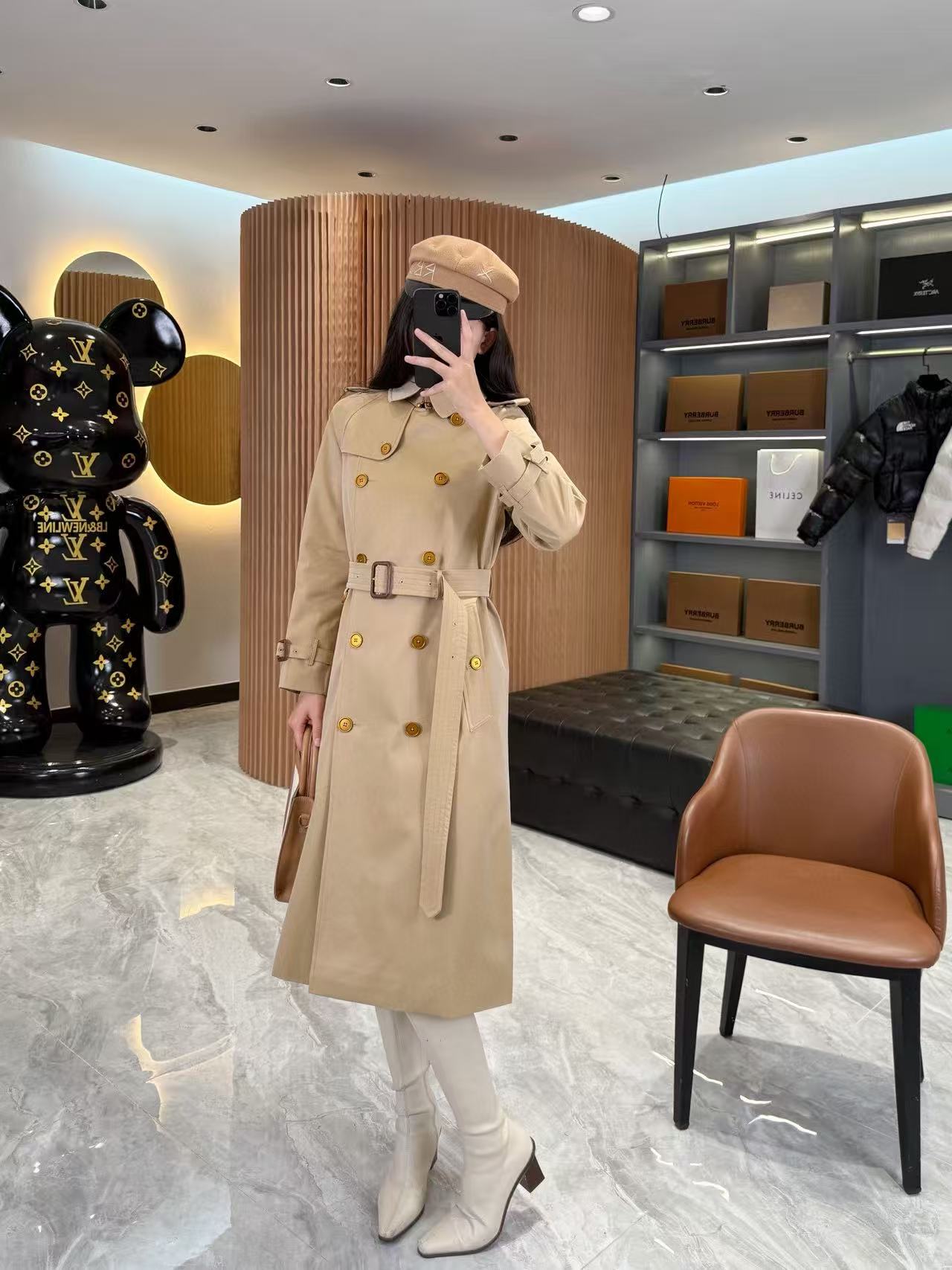 BUR8ERRY ダブルブレスト トレンチコート メタルボタン付き【50％割引+送料無料】