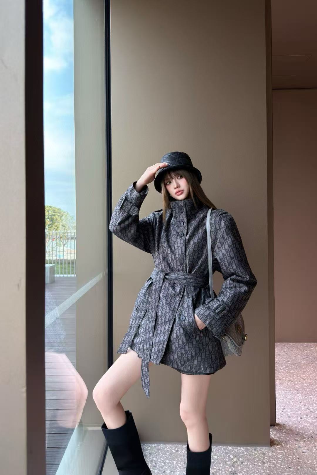 DIOR スタンドカラー ジャカード ジャケット【50％割引+送料無料】