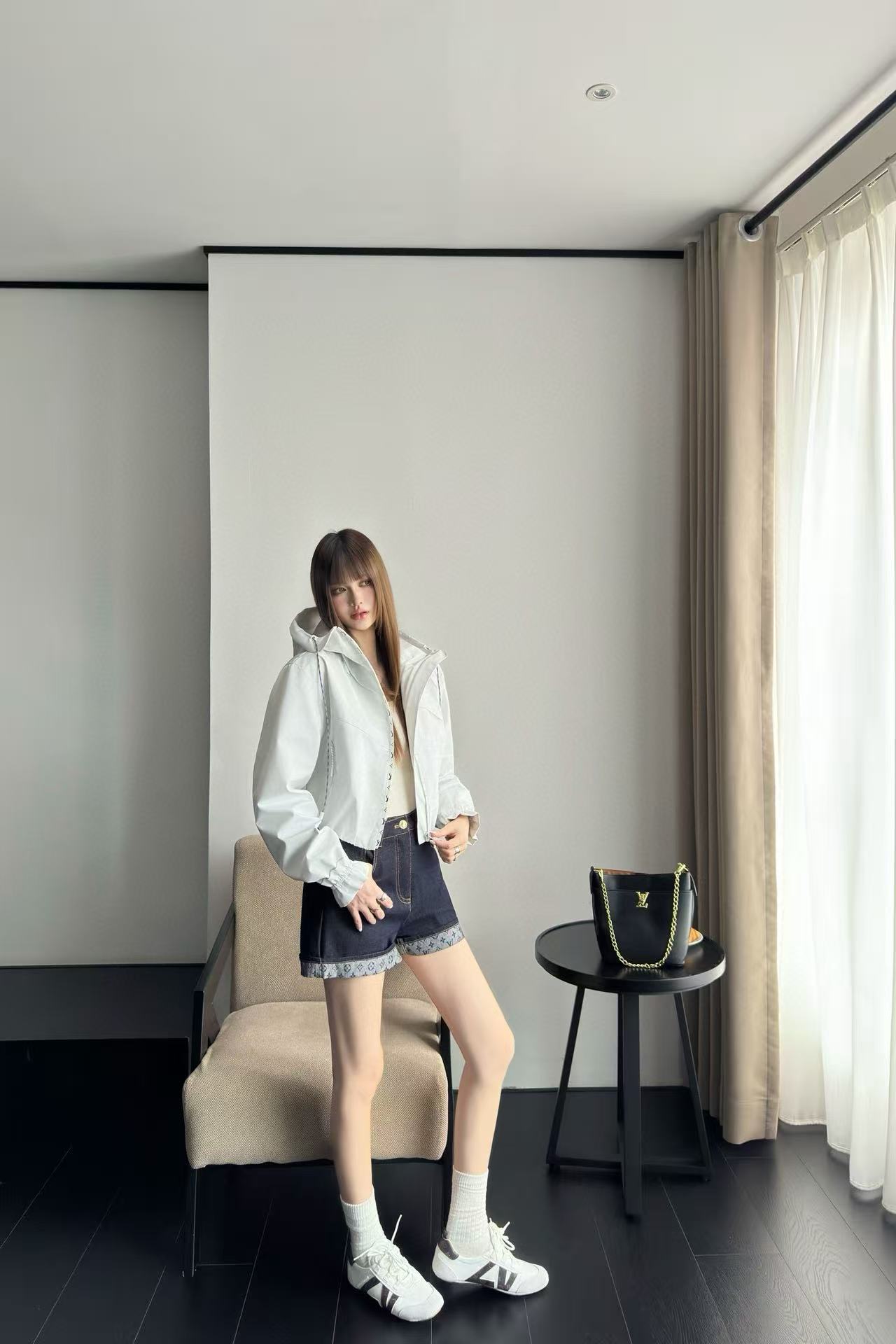 LVプリントのフード付きルーズジャケット【50％割引+送料無料】