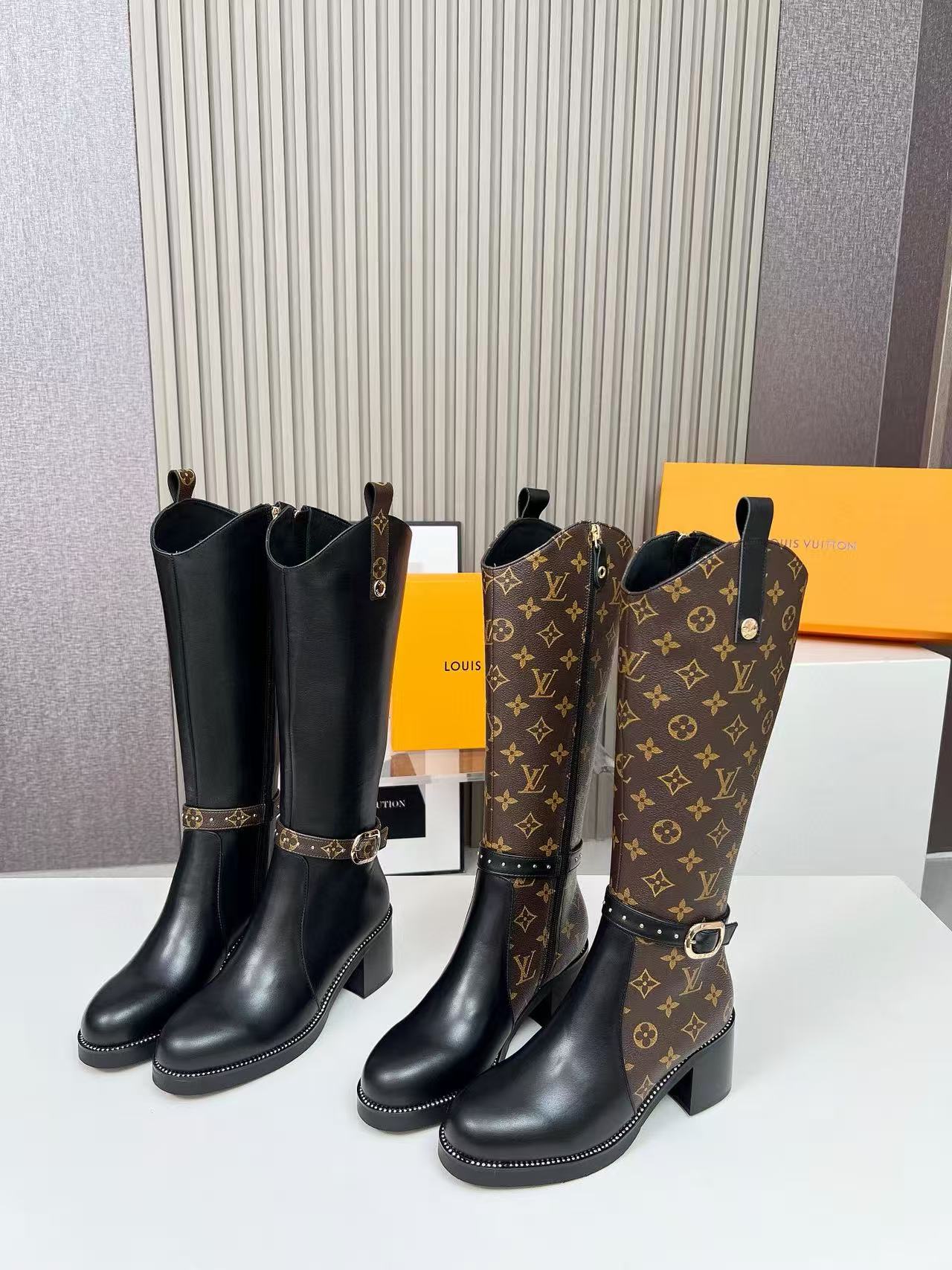 LVの高品質レザーハイブーツ【50％割引+送料無料】