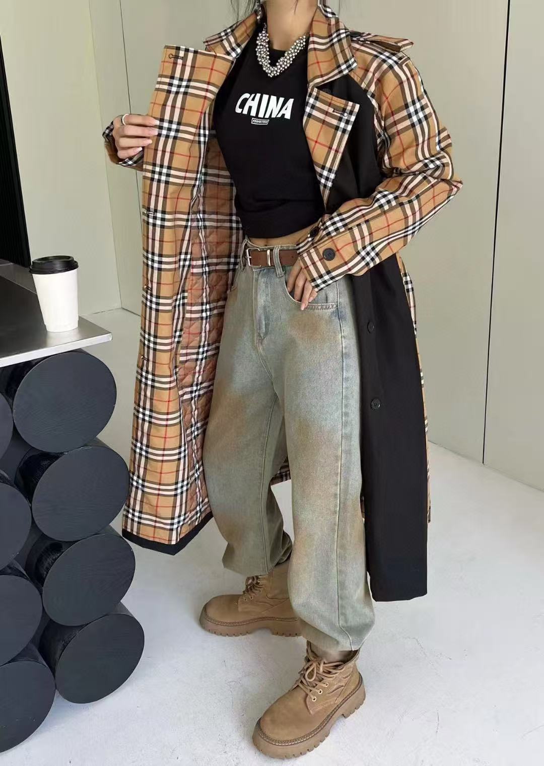 BUR8ERRY チェック柄カラーブロック長袖ジャケット【50％割引+送料無料】