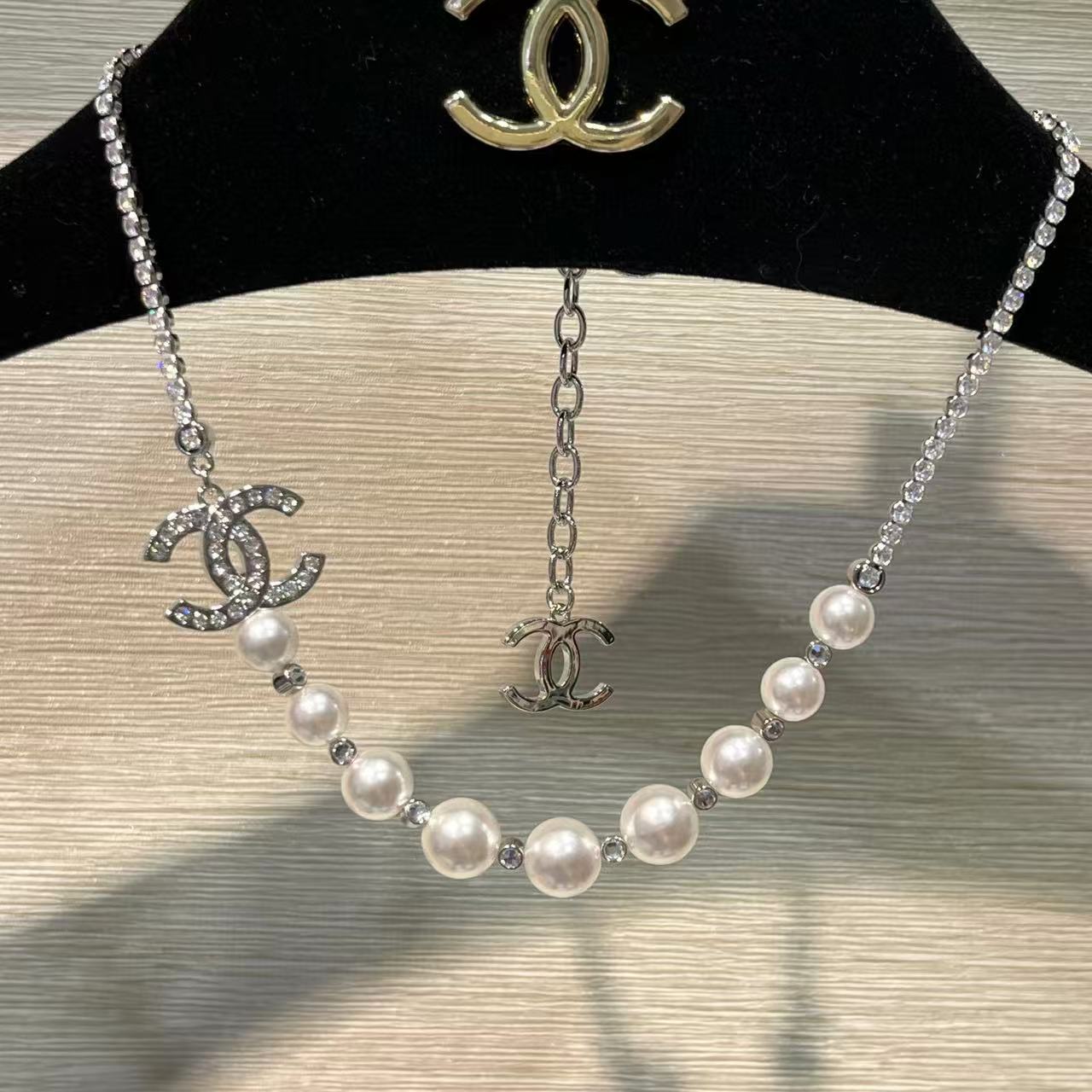 CHANE1 ダブルCパールネックレス【50％割引+送料無料】