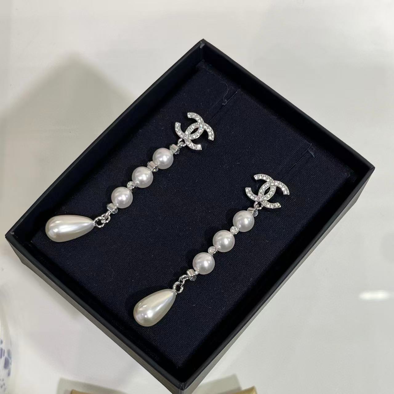 CHANE1 ダブルCパールイヤリング【50％割引+送料無料】