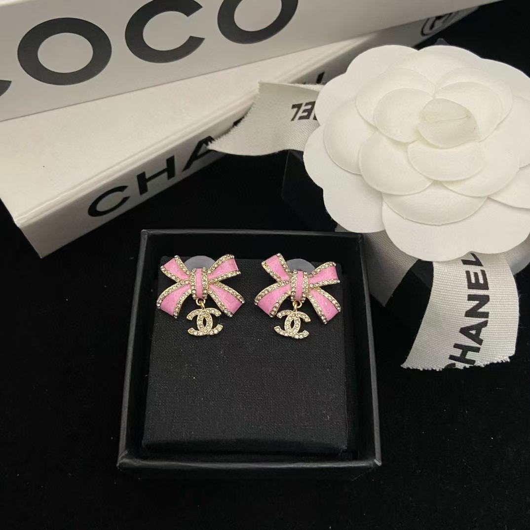 CHANE1 ボウ ダブルC イヤリング【50％割引+送料無料】