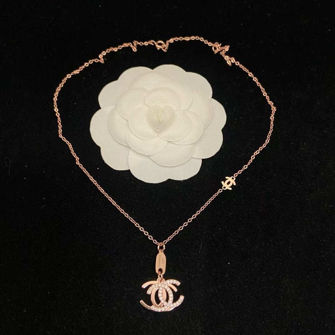CHANE1 ダブルC ダイヤモンドネックレス【50％割引+送料無料】