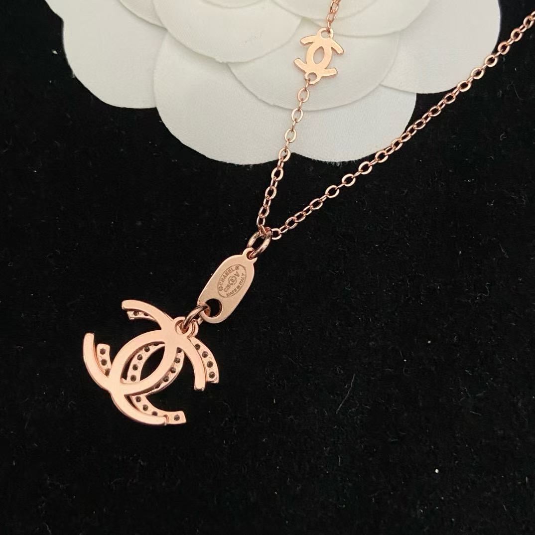 CHANE1 ダブルC ダイヤモンドネックレス【50％割引+送料無料】