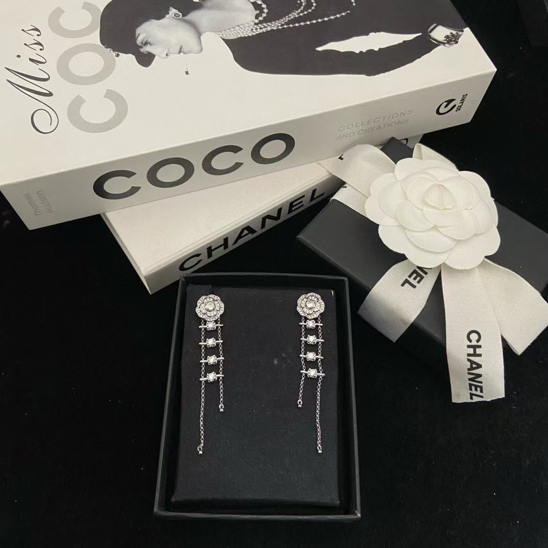 CHANE1 カメリア ダイヤモンド タッセル イヤリング【50％割引+送料無料】