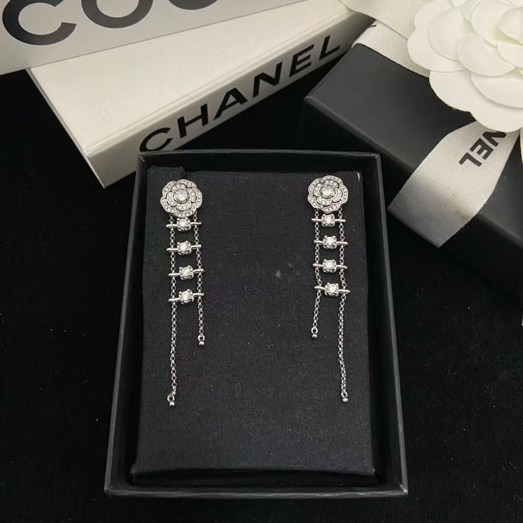 CHANE1 カメリア ダイヤモンド タッセル イヤリング【50％割引+送料無料】