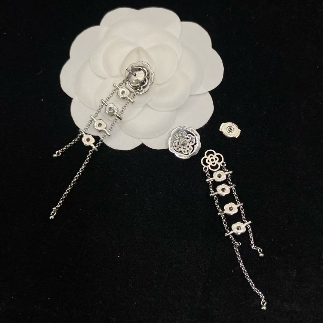 CHANE1 カメリア ダイヤモンド タッセル イヤリング【50％割引+送料無料】