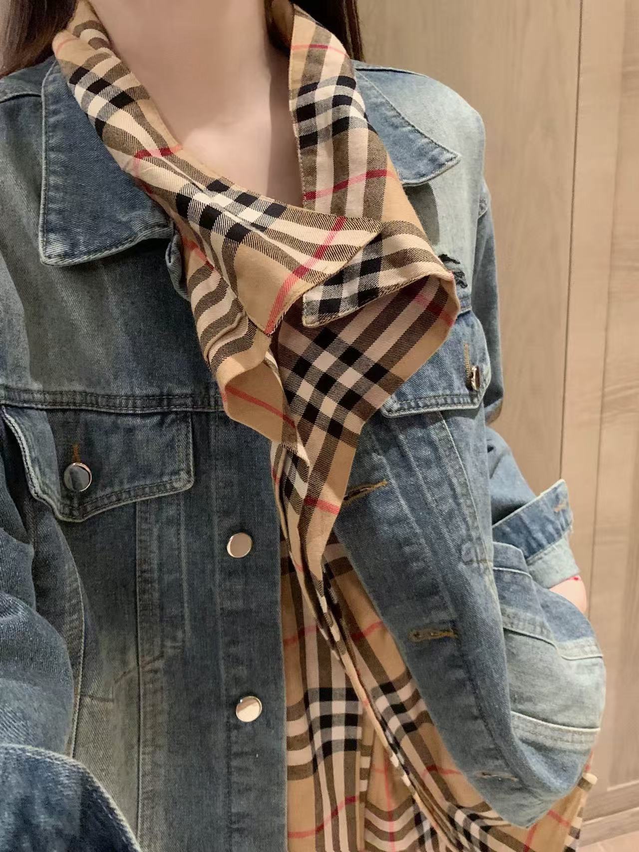 BUR8ERRY パッチワークチェック柄デニムジャケット【50％割引+送料無料】
