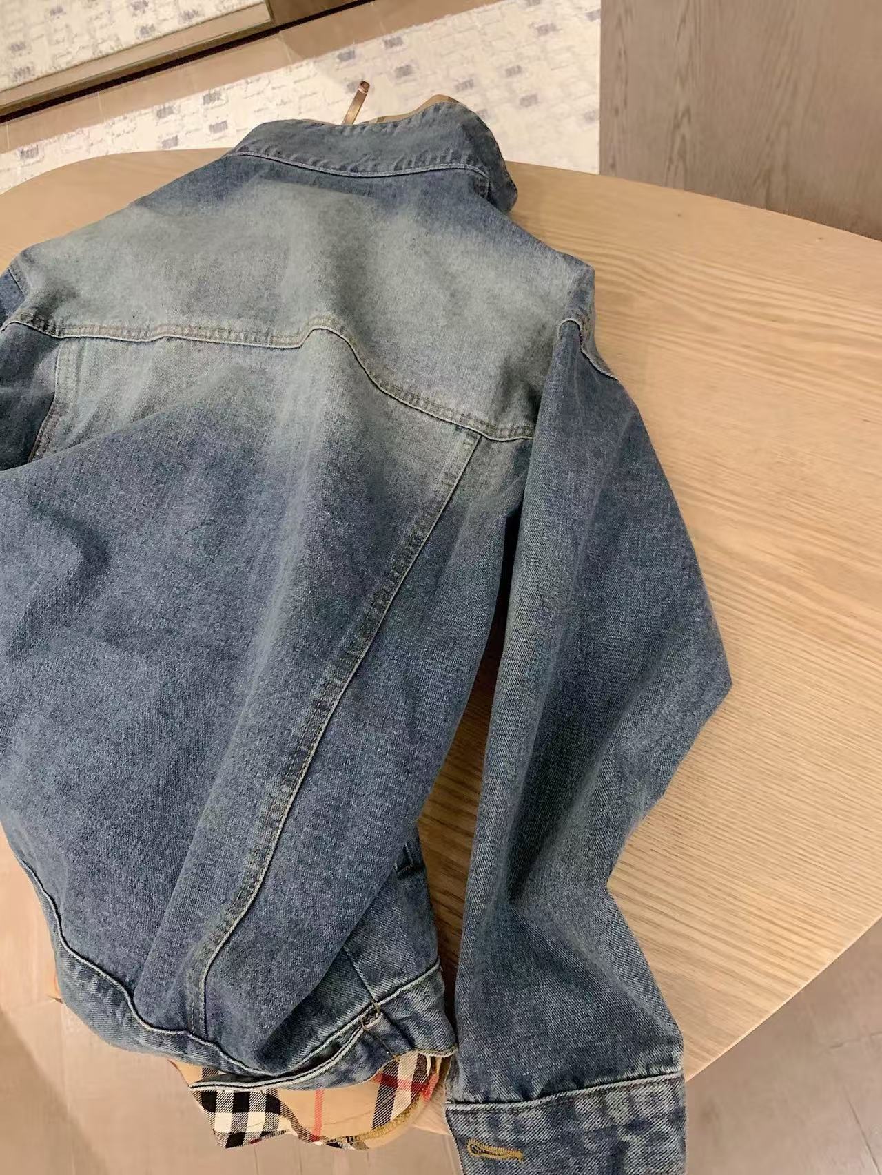 BUR8ERRY パッチワークチェック柄デニムジャケット【50％割引+送料無料】