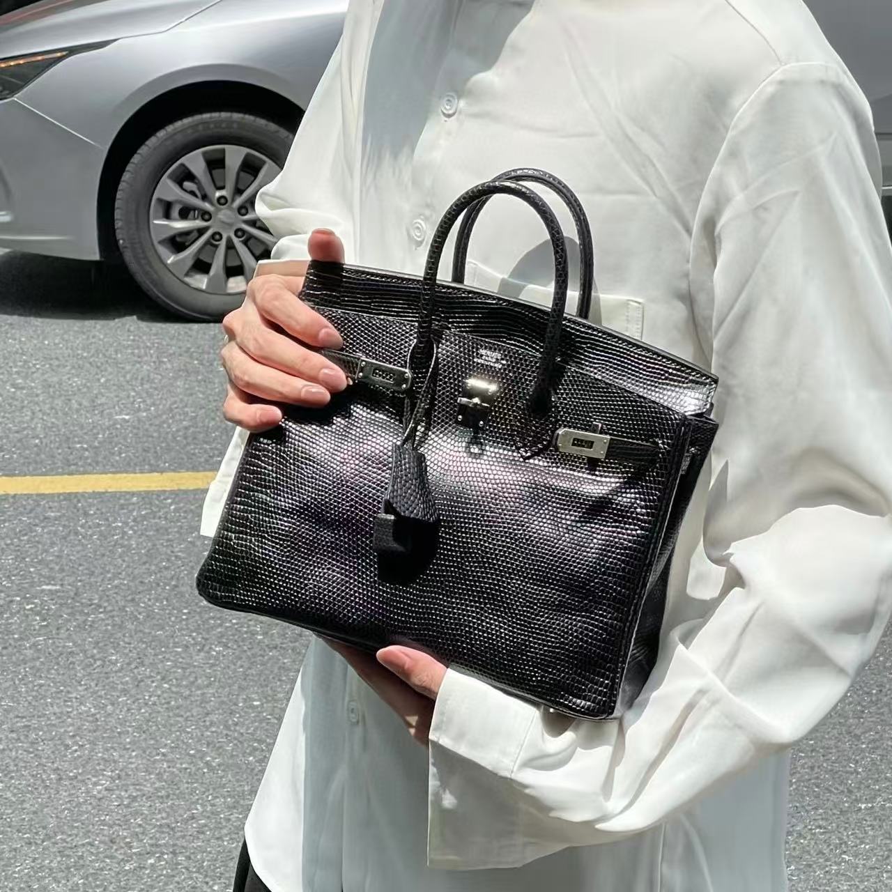 HERME5 高品質クロコダイル型押しハンドバッグ【50％割引+送料無料】