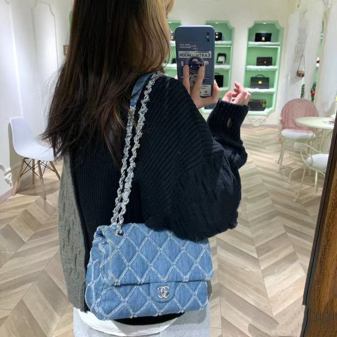 CHANE1 デニムチェーンショルダーバッグ【50％割引+送料無料】