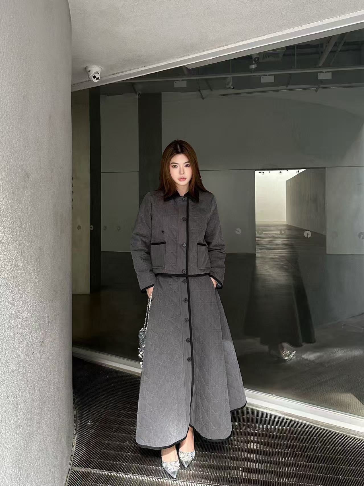 DIOR ダブルブレストコート + スカート ツーピースセット【50％割引+送料無料】