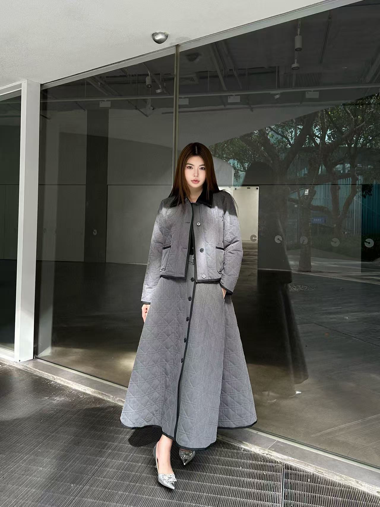 DIOR ダブルブレストコート + スカート ツーピースセット【50％割引+送料無料】